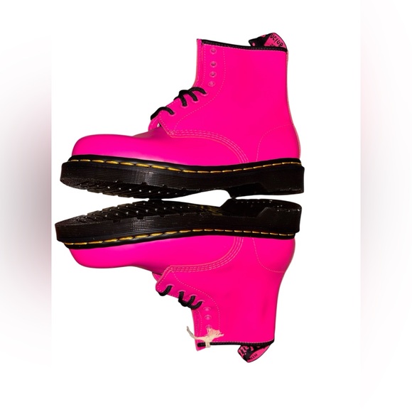 Dr. Martens 1460 Clash Pink Smooth Leather Lace Up Boots - Picture 6 of 9